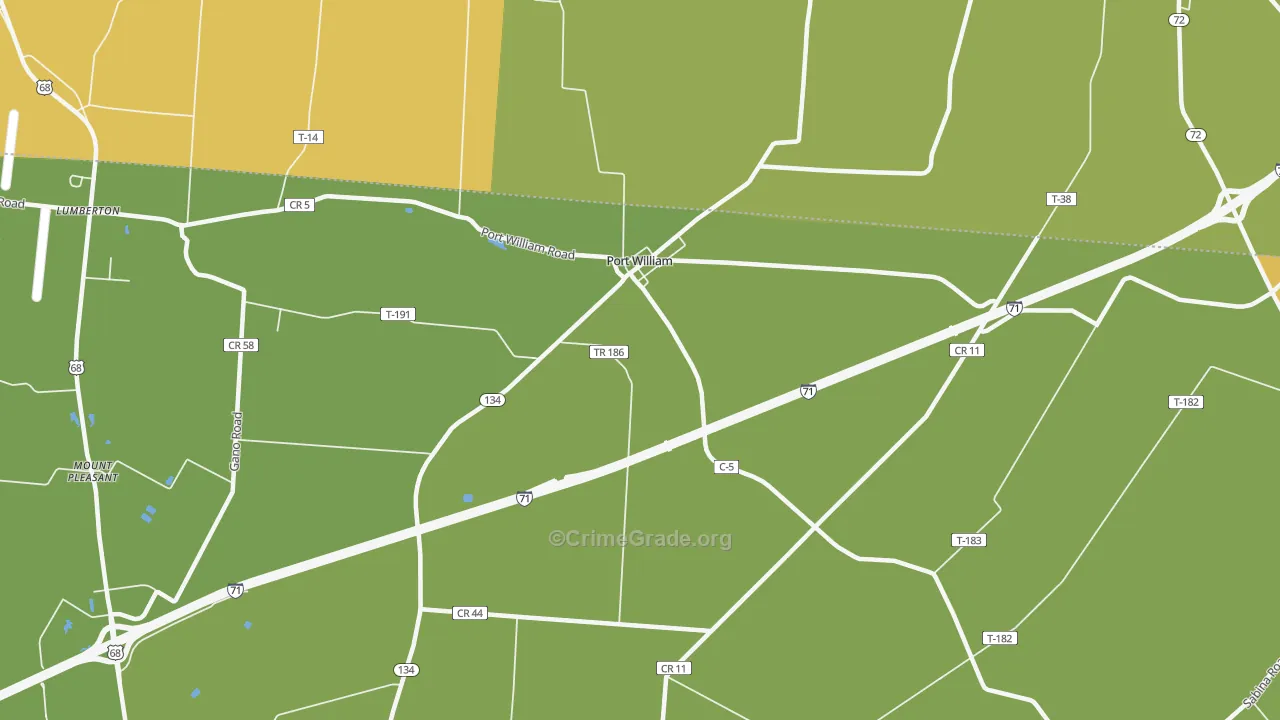 Port William, OH Map of Arson Rates
