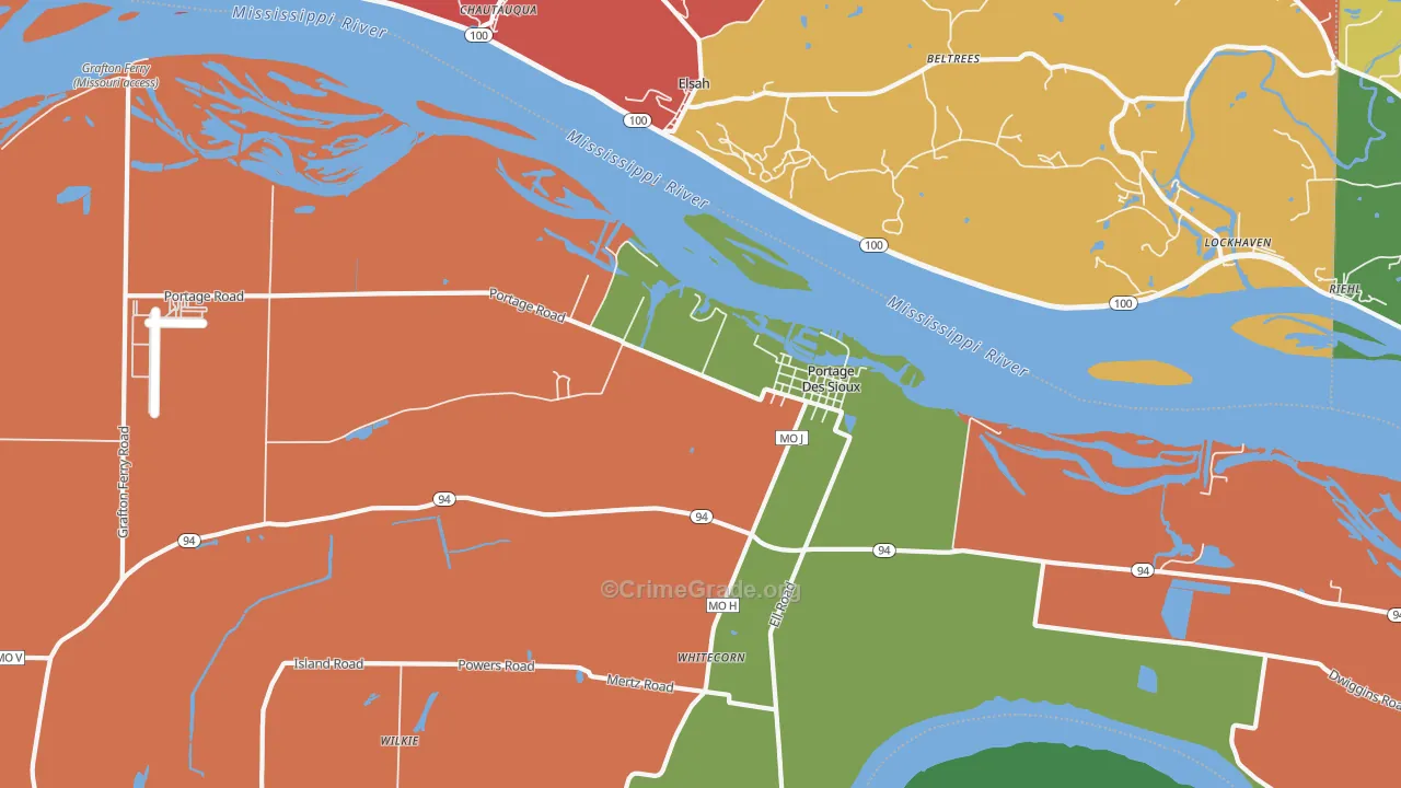 Portage Des Sioux, MO Map of Arson Rates