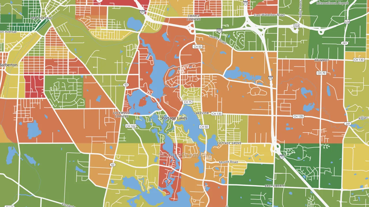 Portage Lakes, OH Map of Arson Rates