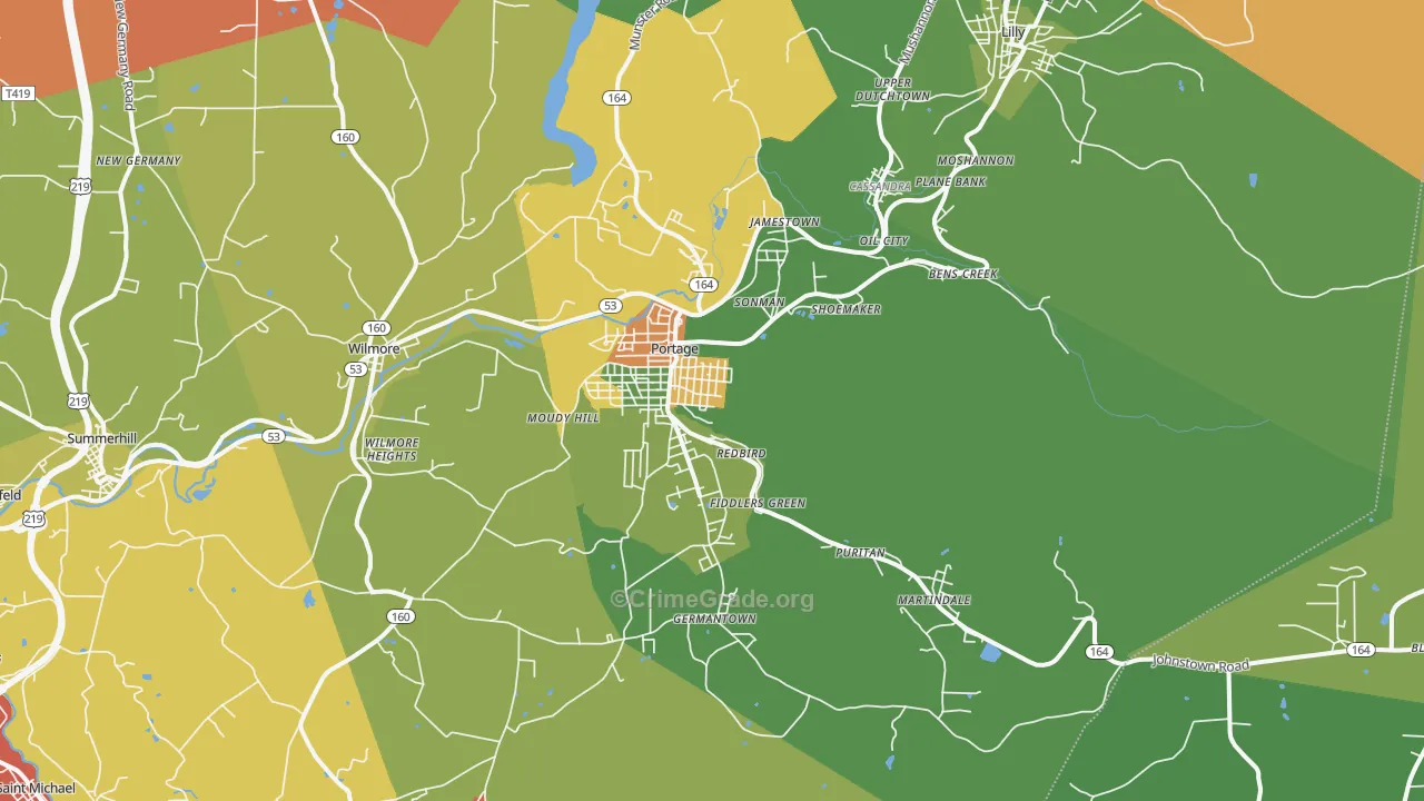 Portage, PA Map of Arson Rates