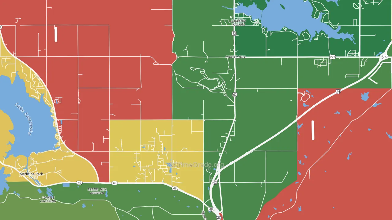 Porter Hill, OK Map of Arson Rates