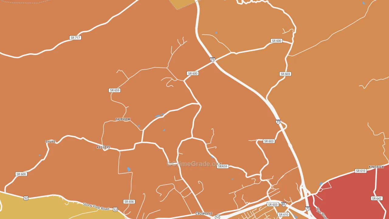 Porters Crossroads, VA Map of Arson Rates