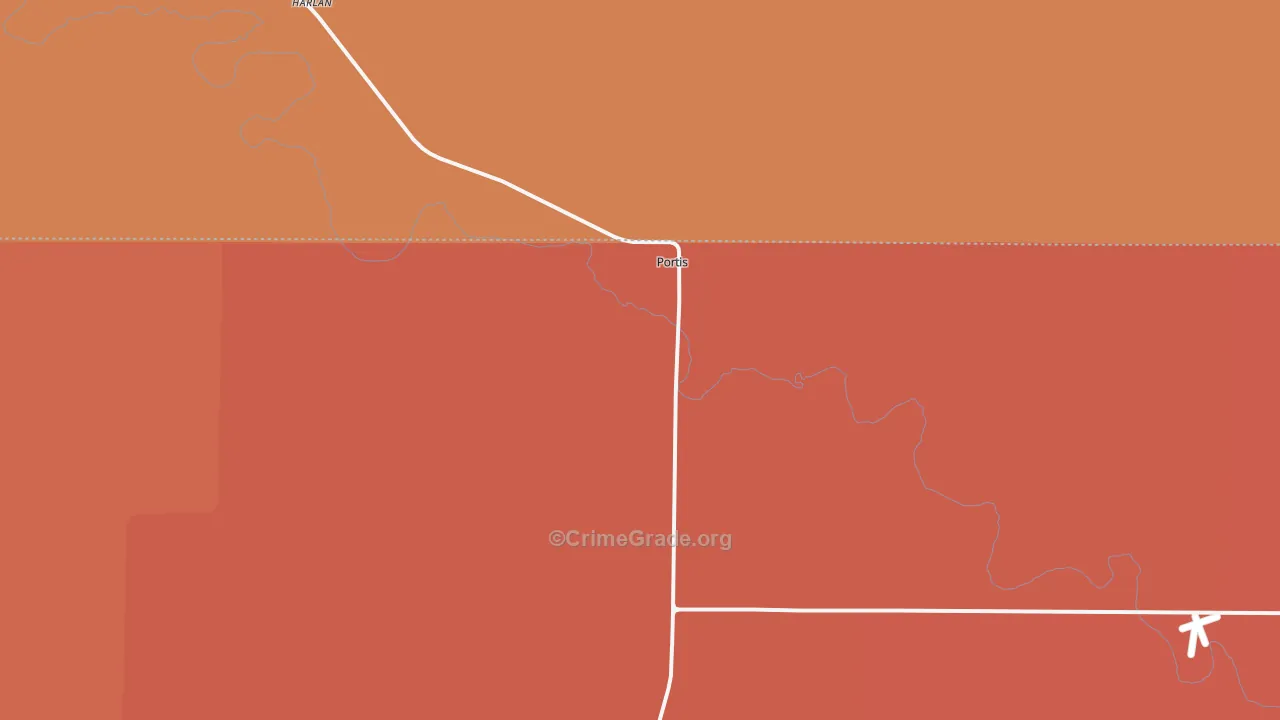 Portis, KS Map of Arson Rates