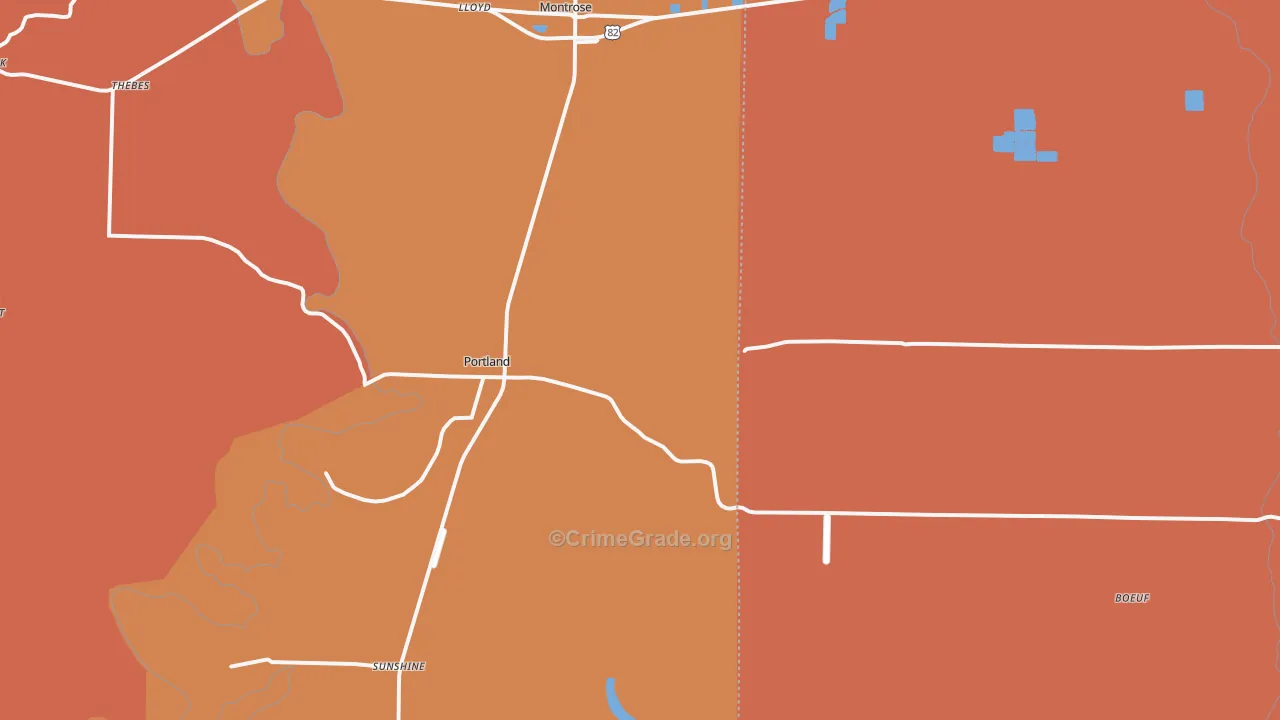 Portland, AR Map of Arson Rates