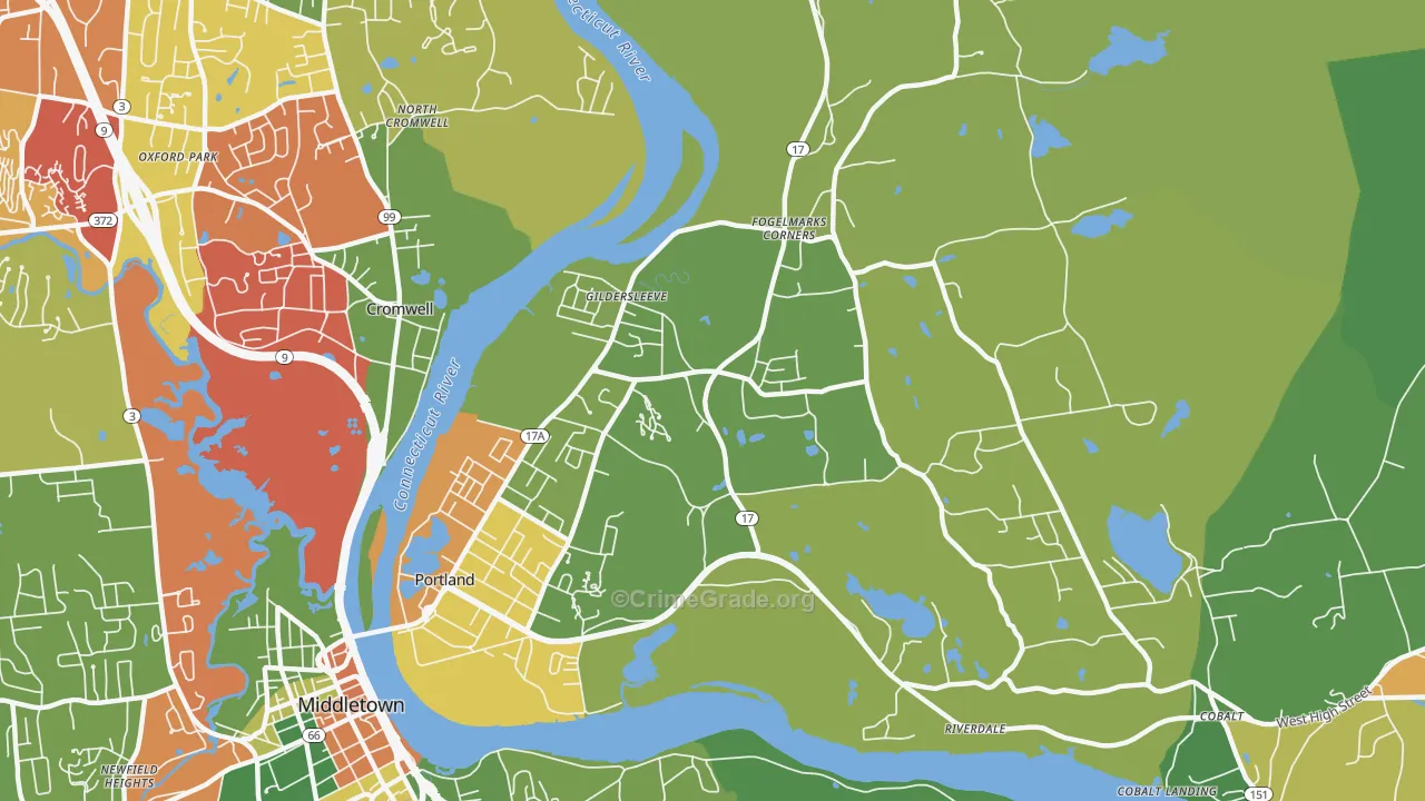 Portland, CT Map of Arson Rates