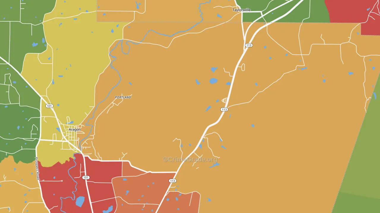 Portland, GA Map of Arson Rates