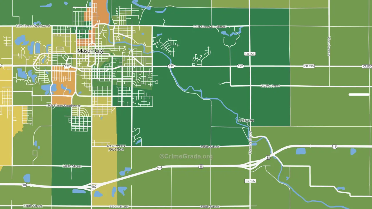 Portland, IA Map of Arson Rates