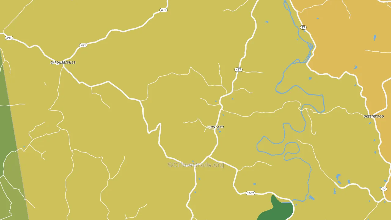 Portland, KY Map of Arson Rates