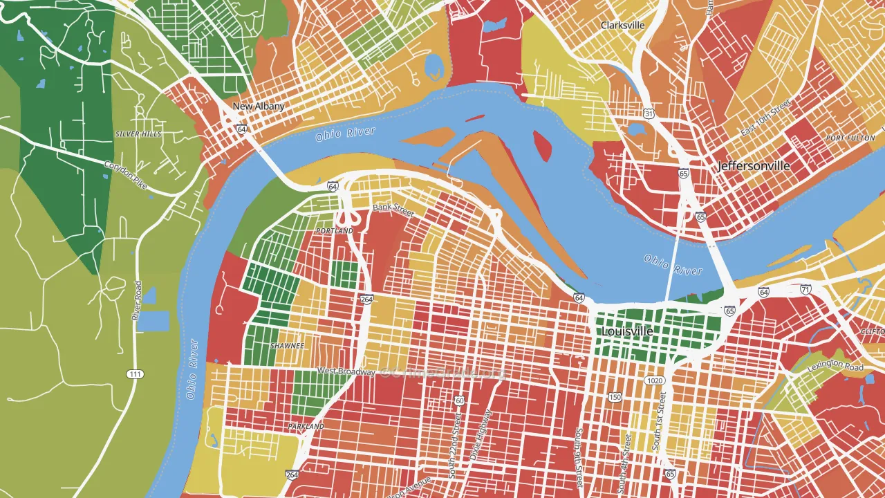 Portland, Louisville, KY Map of Arson Rates