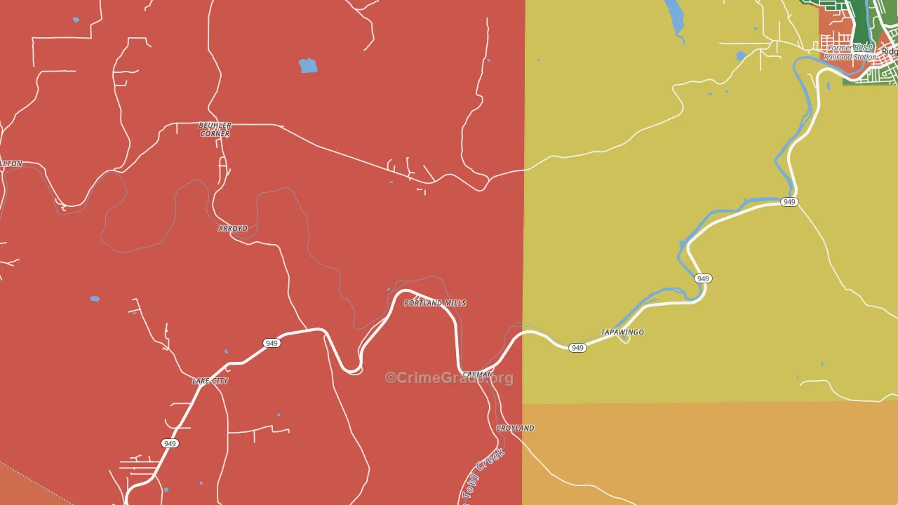 Portland Mills, PA Map of Arson Rates
