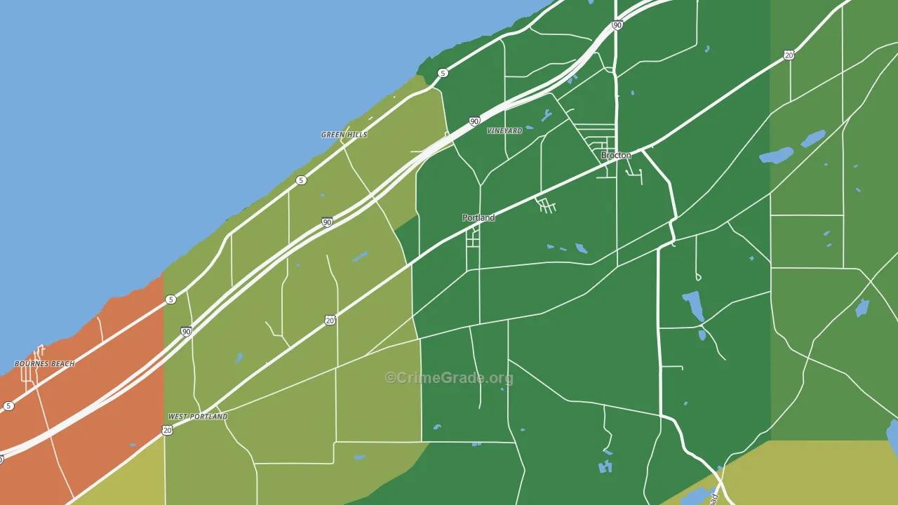 Portland, NY Map of Arson Rates