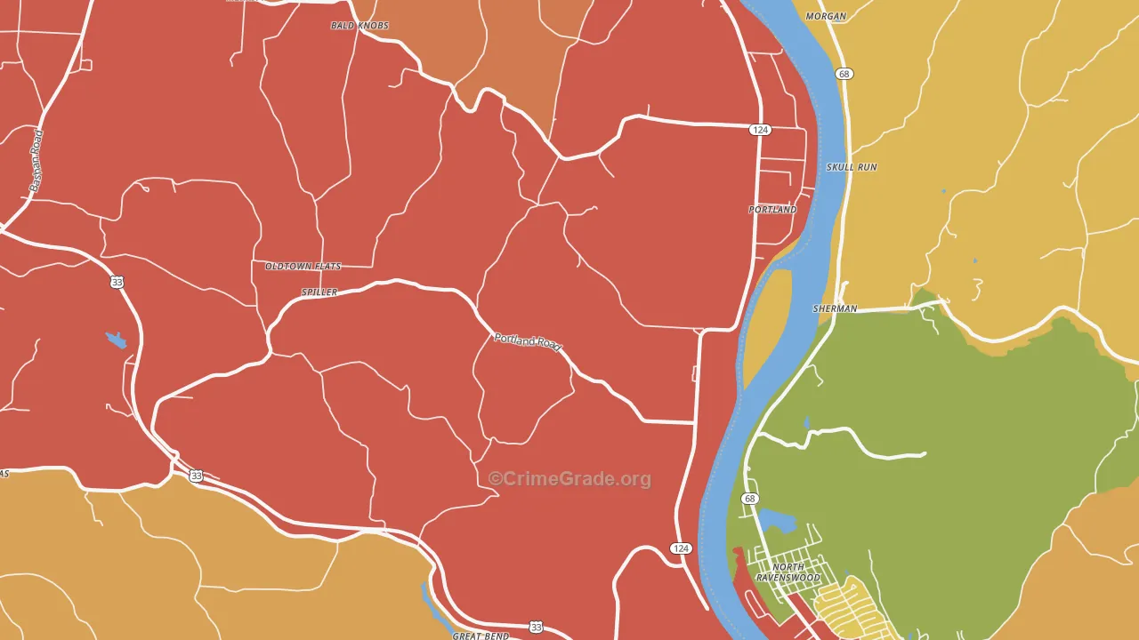 Portland, OH Map of Arson Rates