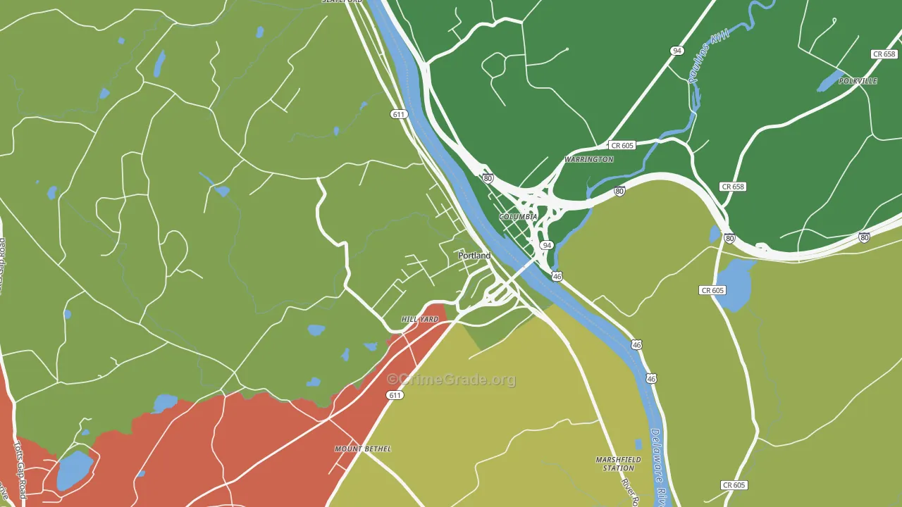 Portland, PA Map of Arson Rates