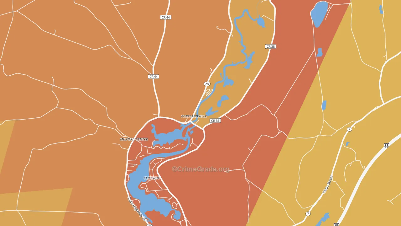 Portlandville, NY Map of Arson Rates