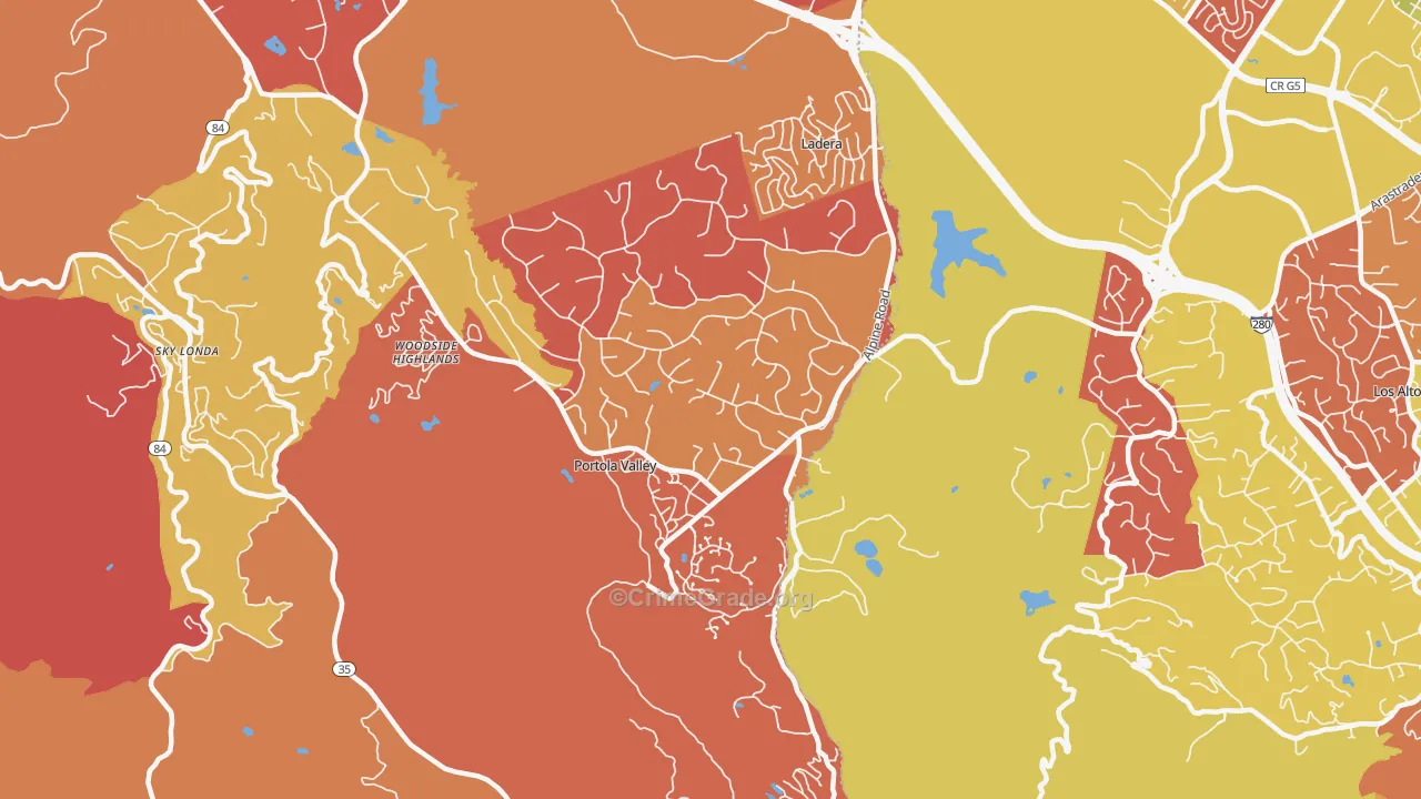Portola Valley, CA Map of Arson Rates
