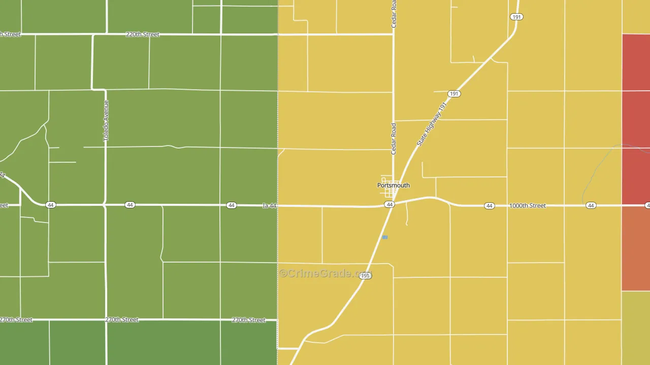 Portsmouth, IA Map of Arson Rates