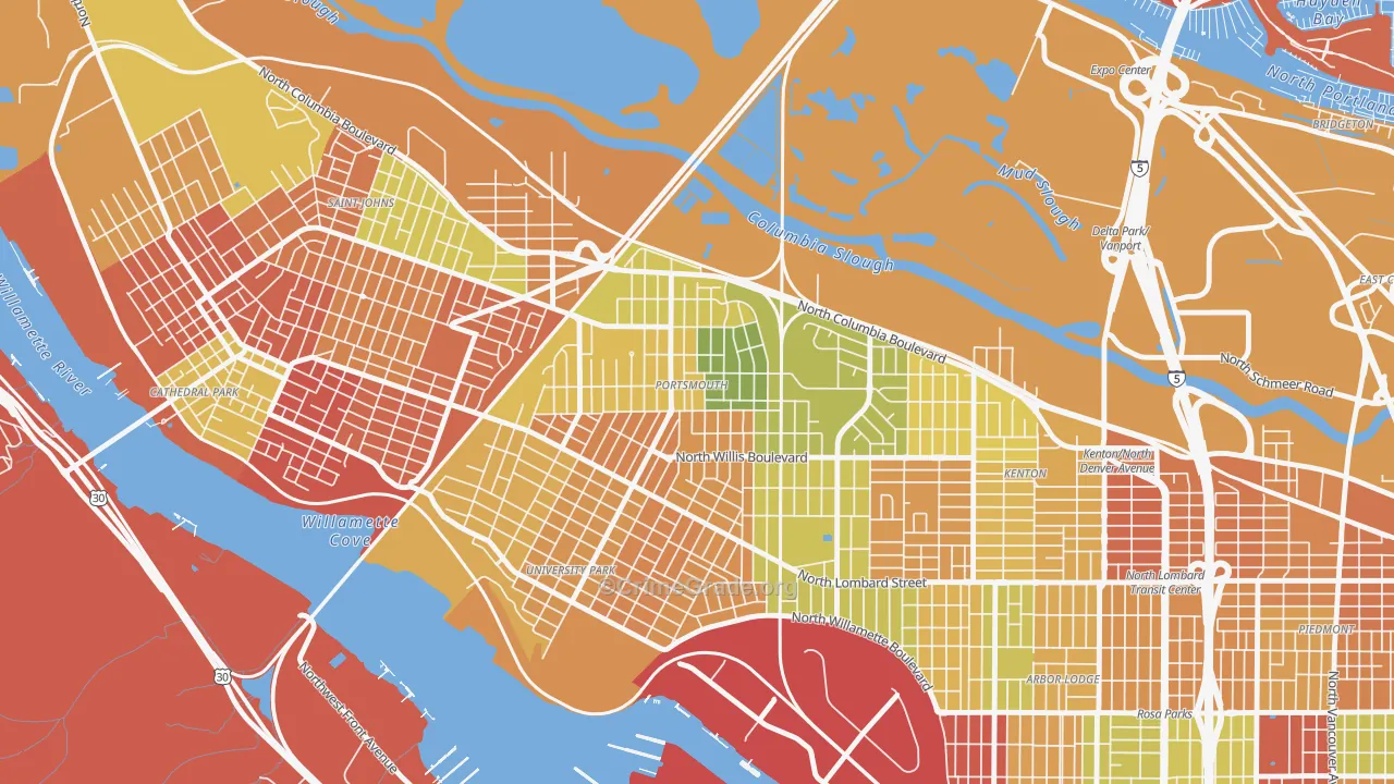 Portsmouth, Portland, OR Map of Arson Rates