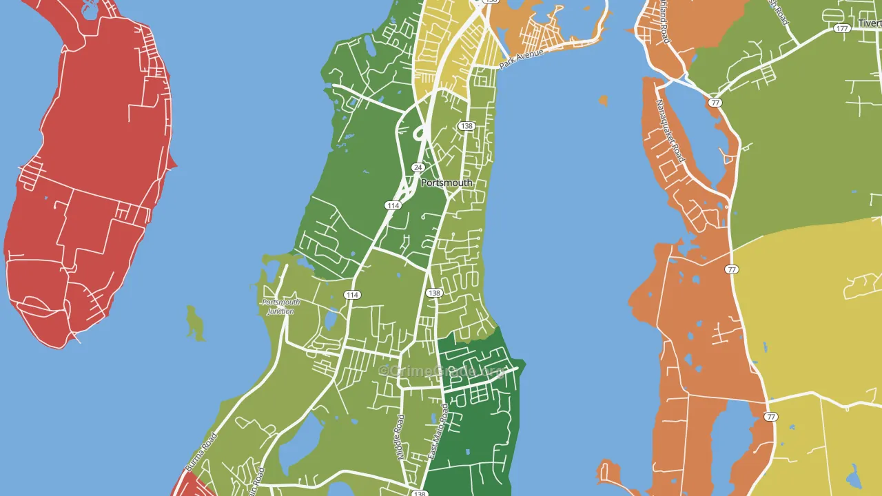 Portsmouth, RI Map of Arson Rates