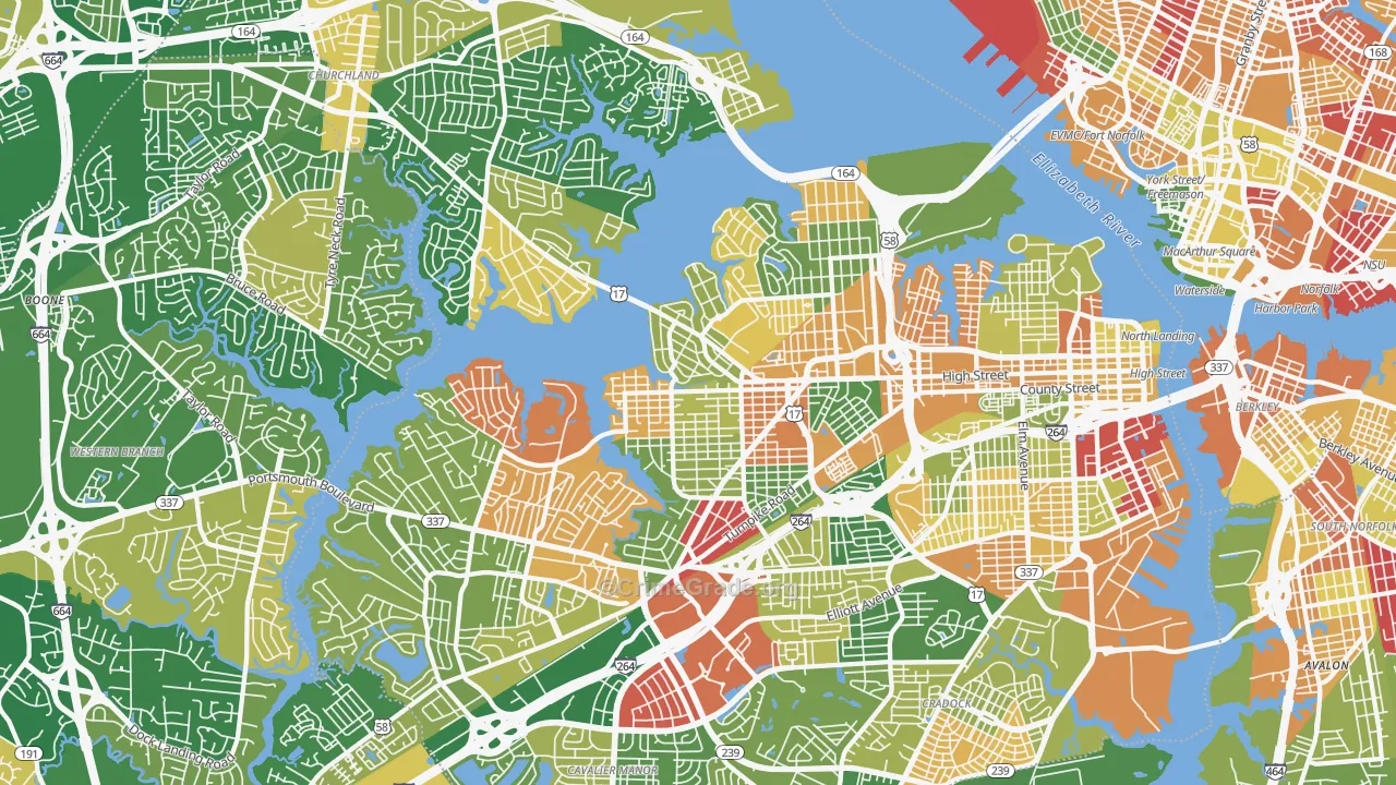 Portsmouth, VA Map of Arson Rates