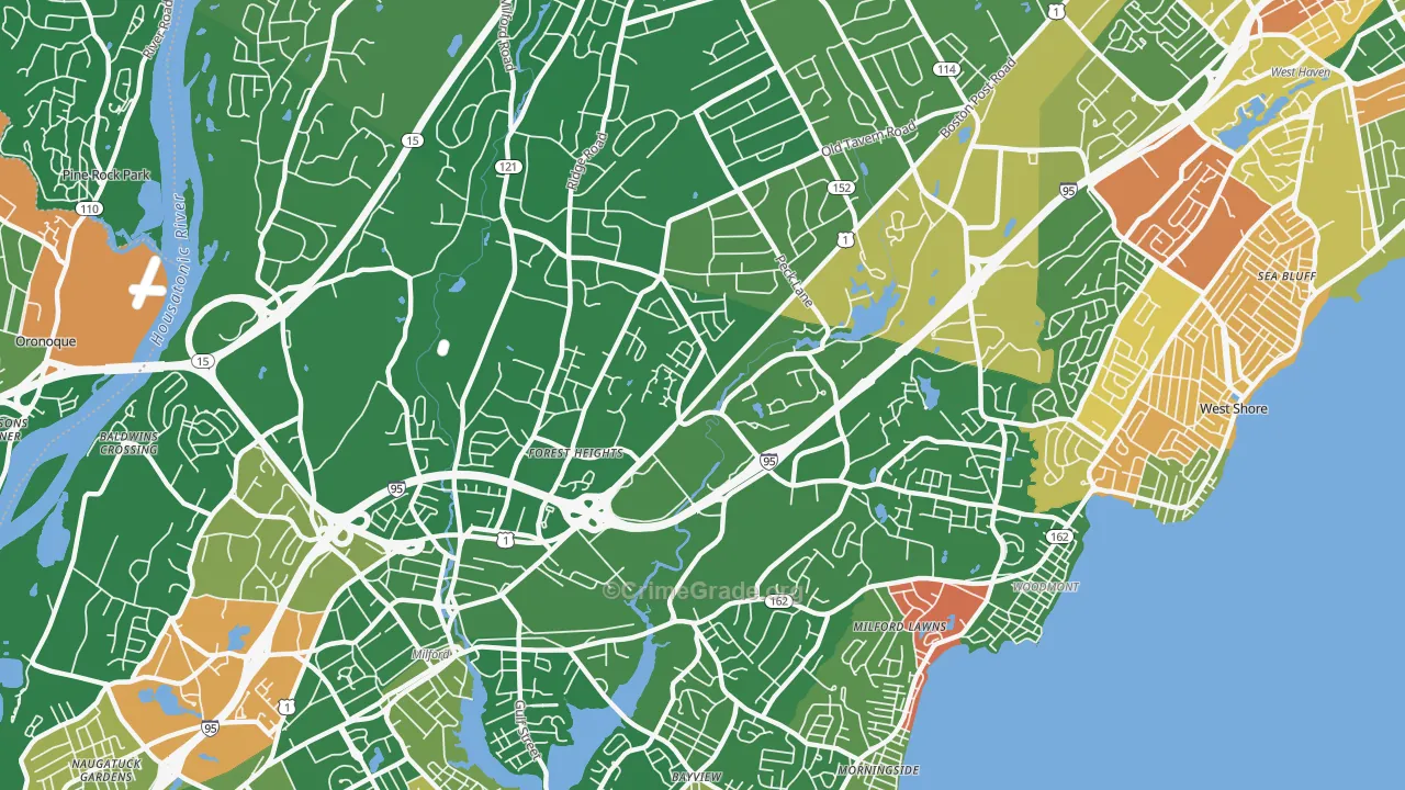 Post Road North, Milford, CT Map of Arson Rates