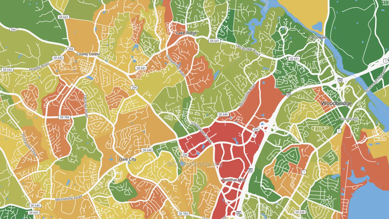 Potomac Mills, VA Map of Arson Rates