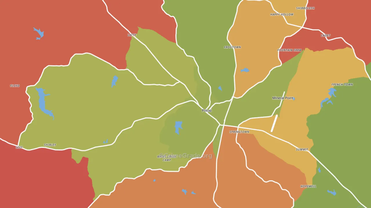 Potosi, MO Map of Arson Rates