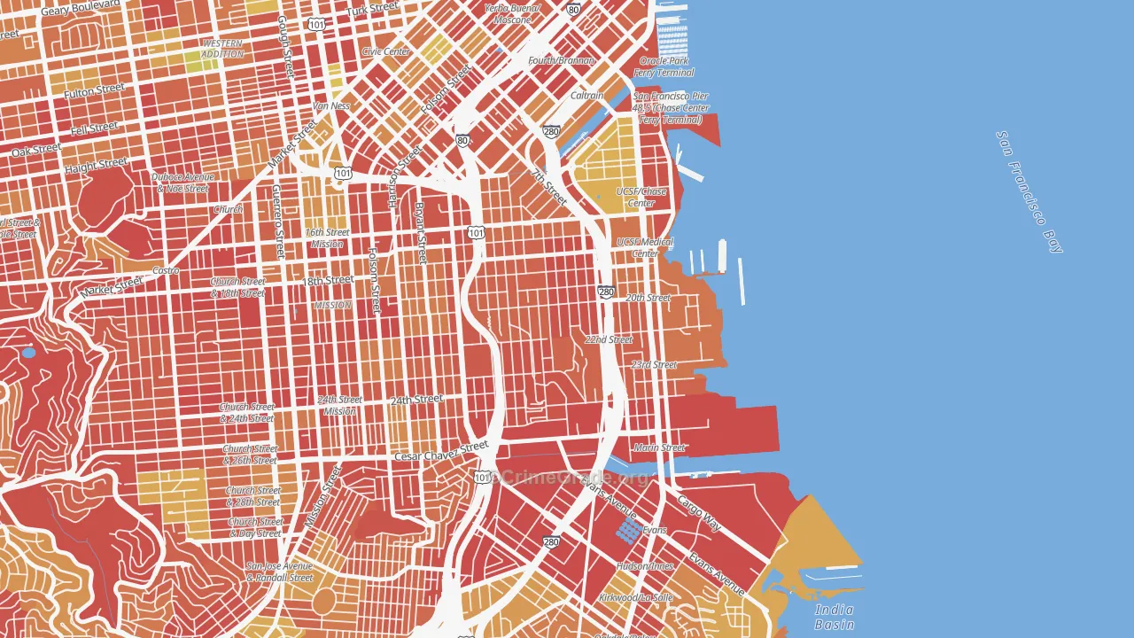 Potrero, San Francisco, CA Map of Arson Rates