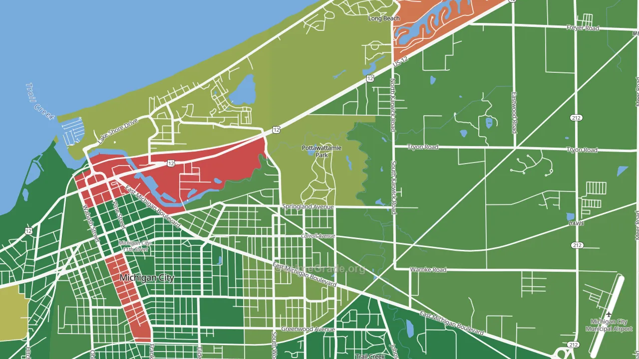 Pottawattamie Park, IN Map of Arson Rates
