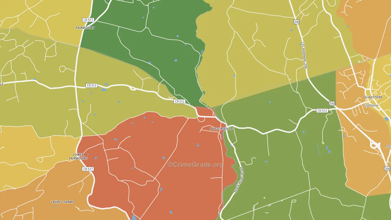 Pottersville, NJ Map of Arson Rates