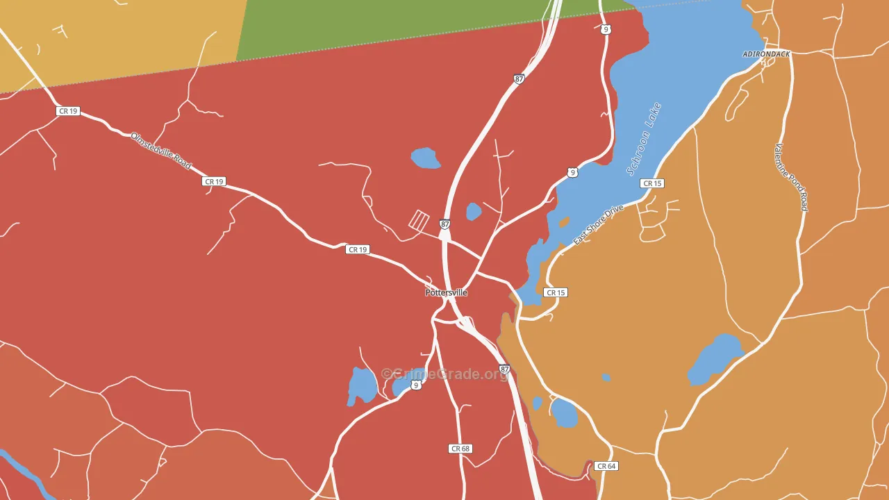 Pottersville, NY Map of Arson Rates