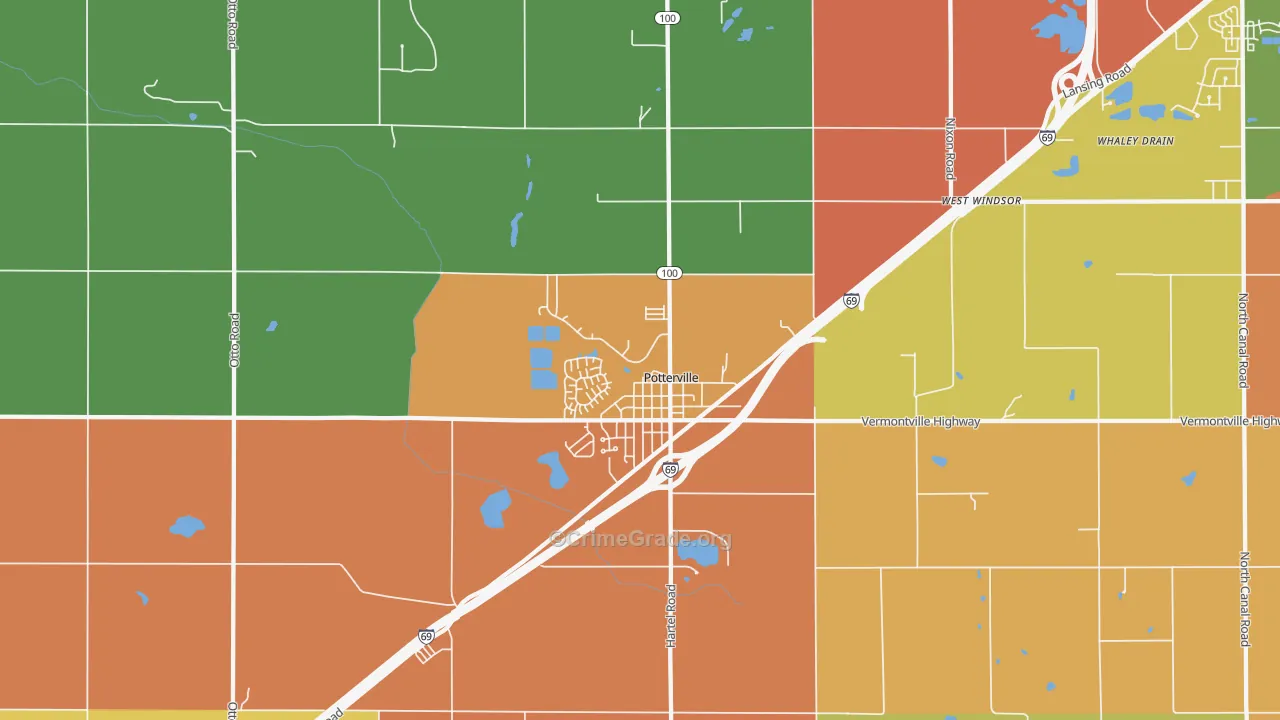 Potterville, MI Map of Arson Rates
