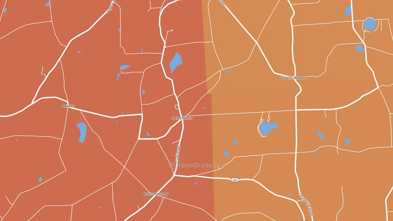 Potterville, PA Map of Arson Rates