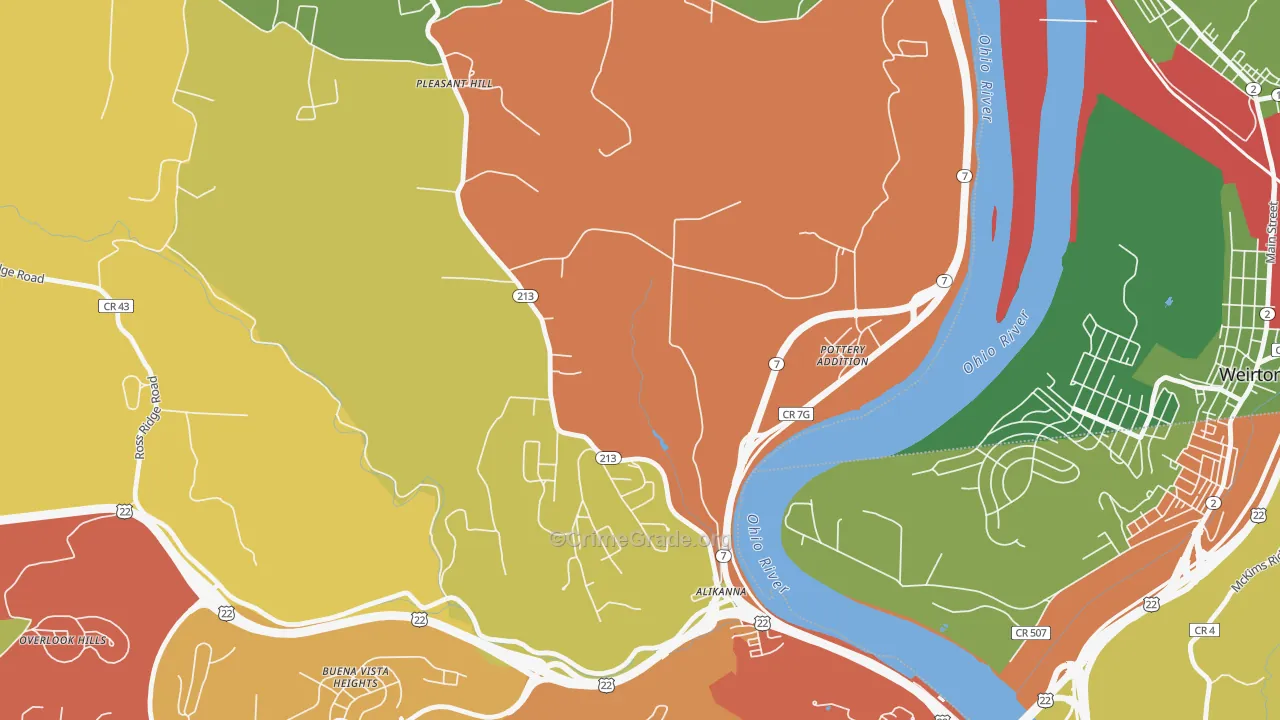 Pottery Addition, OH Map of Arson Rates