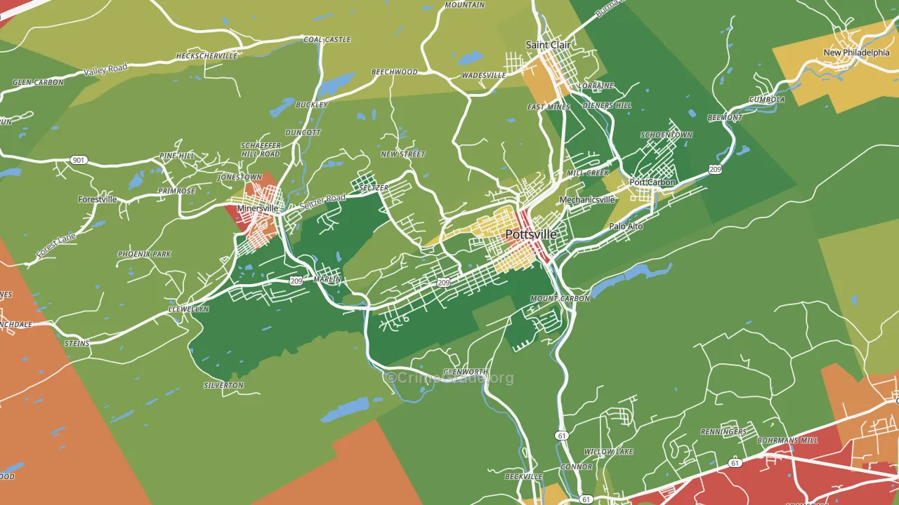 Pottsville, PA Map of Arson Rates