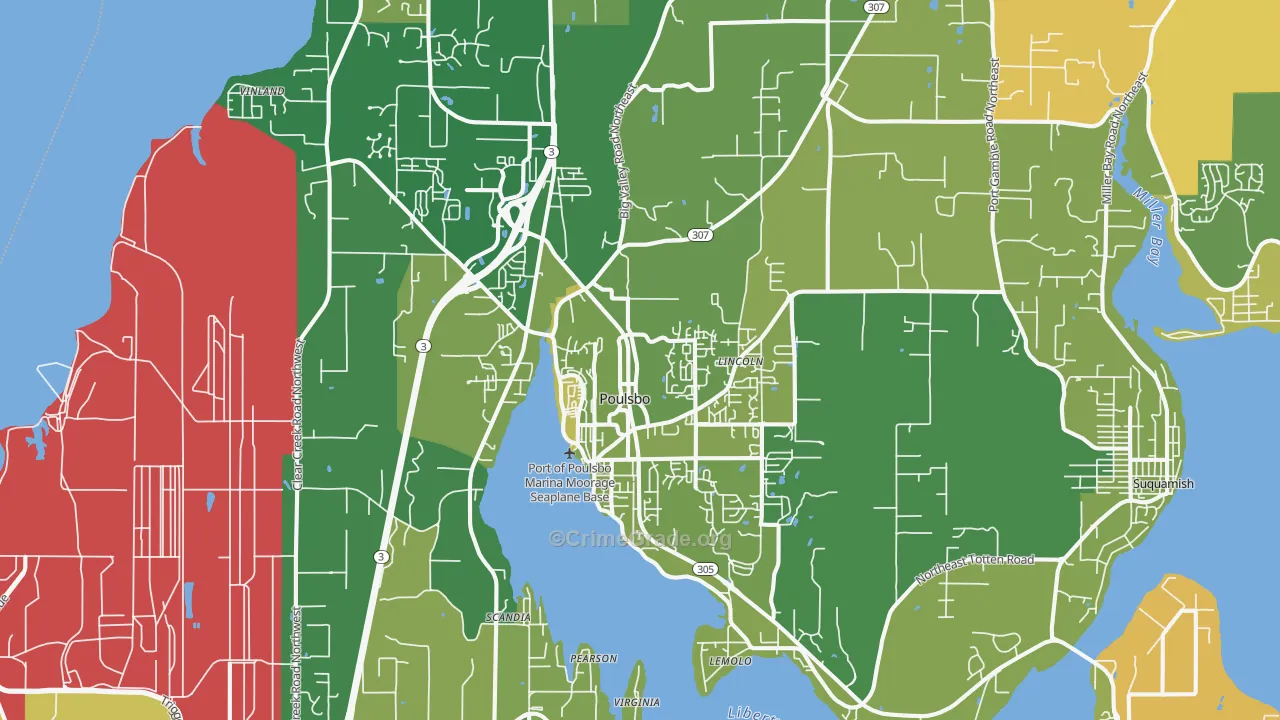 Poulsbo, WA Map of Arson Rates
