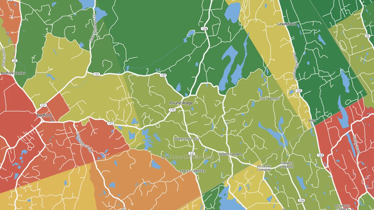 Pound Ridge, NY Map of Arson Rates