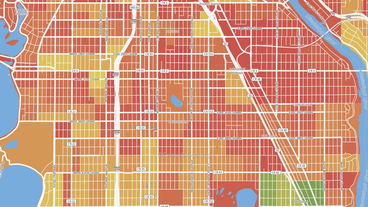 Powderhorn Park, Minneapolis, MN Map of Arson Rates