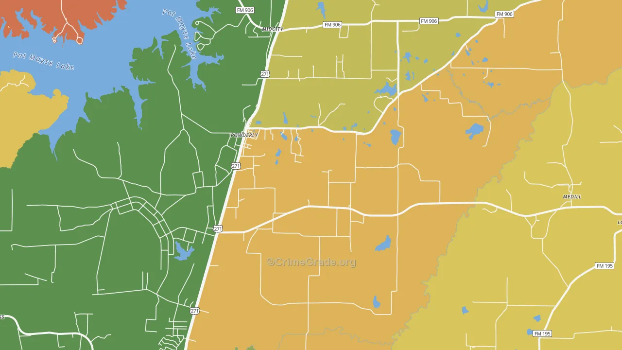 Powderly, TX Map of Arson Rates