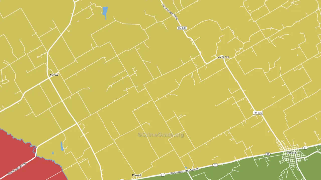 Powell, TX Map of Arson Rates