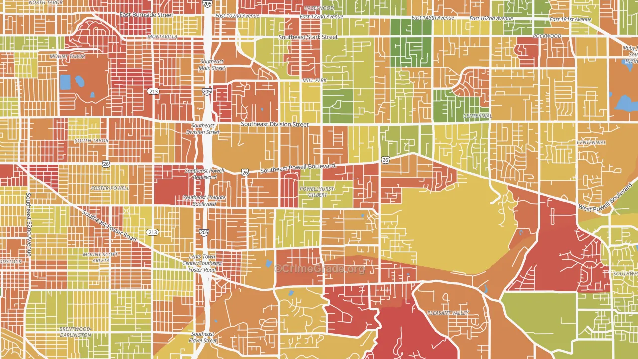 Powellhurst-Gilbert, Portland, OR Map of Arson Rates
