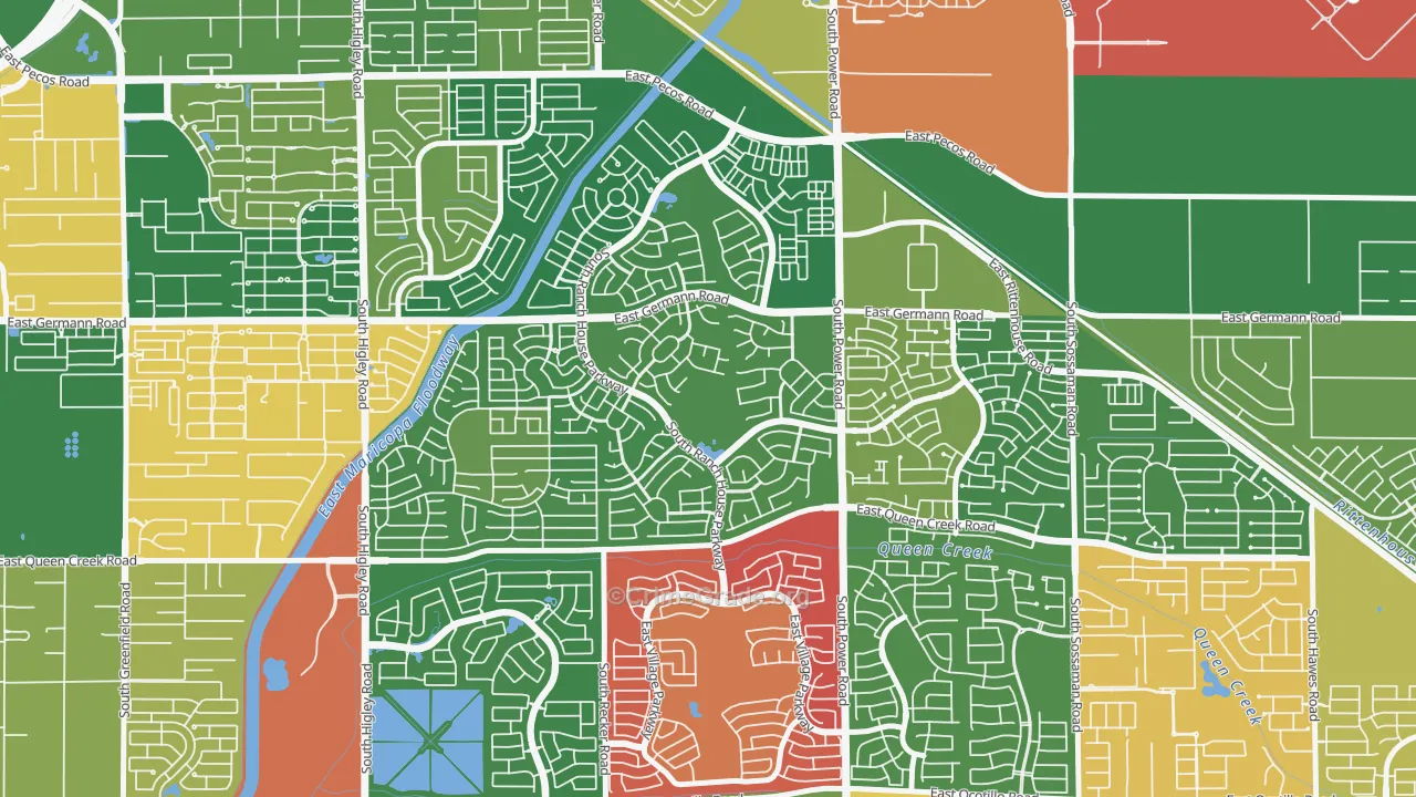Power Ranch, Gilbert, AZ Map of Arson Rates
