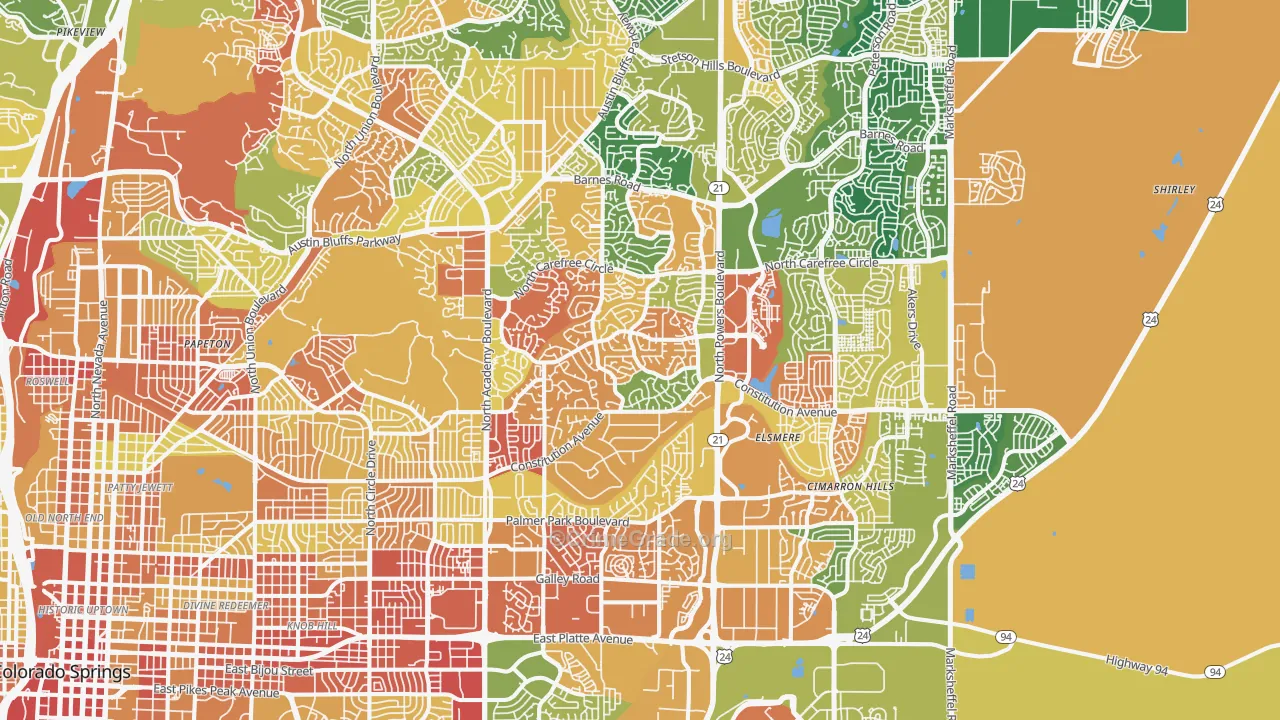 Powers, Colorado Springs, CO Map of Arson Rates