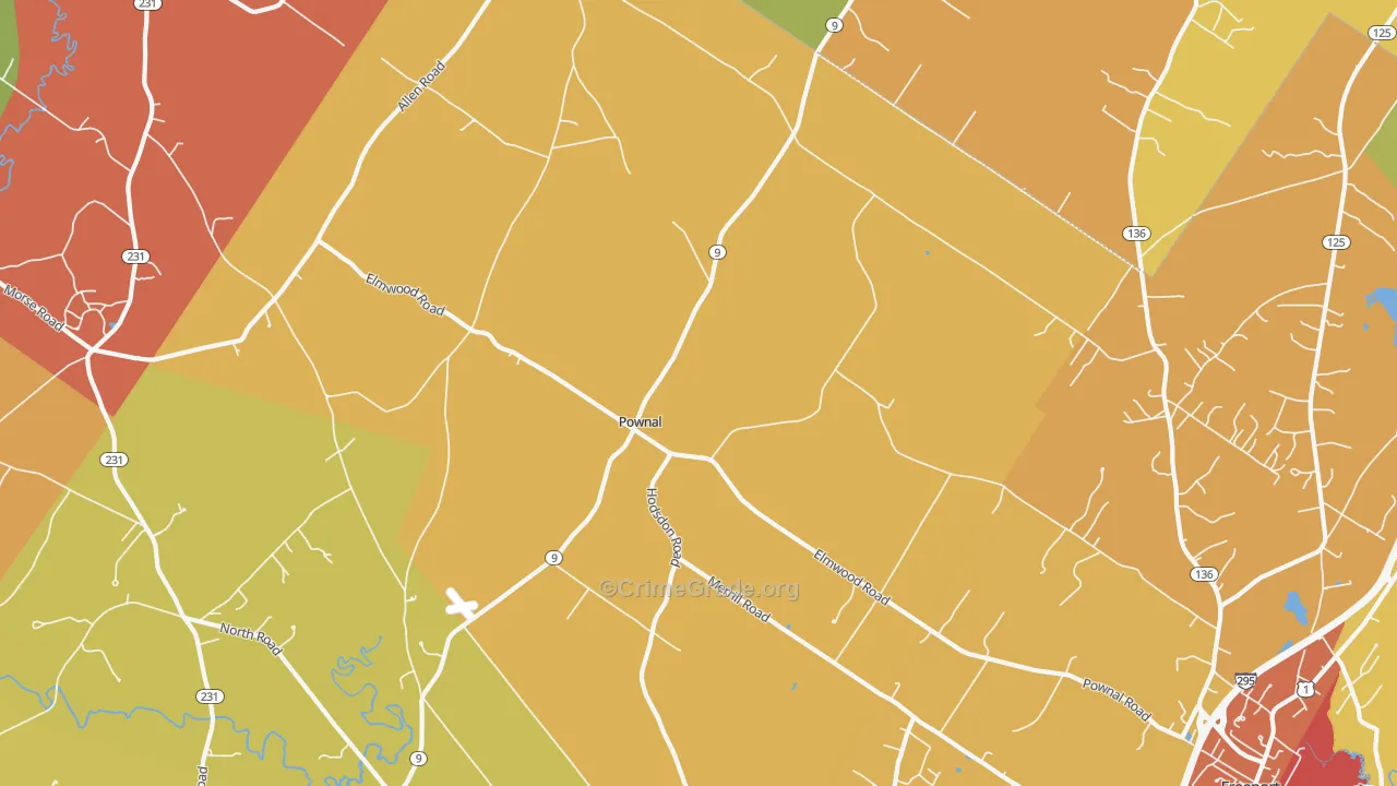 Pownal, ME Map of Arson Rates