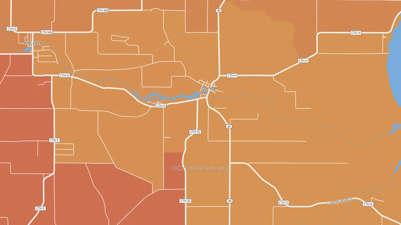 Poy Sippi, WI Map of Arson Rates