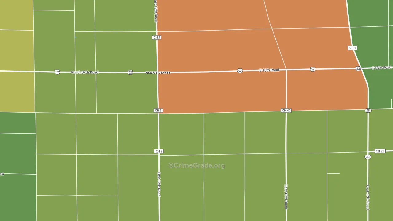 Prairie Center, IL Map of Arson Rates