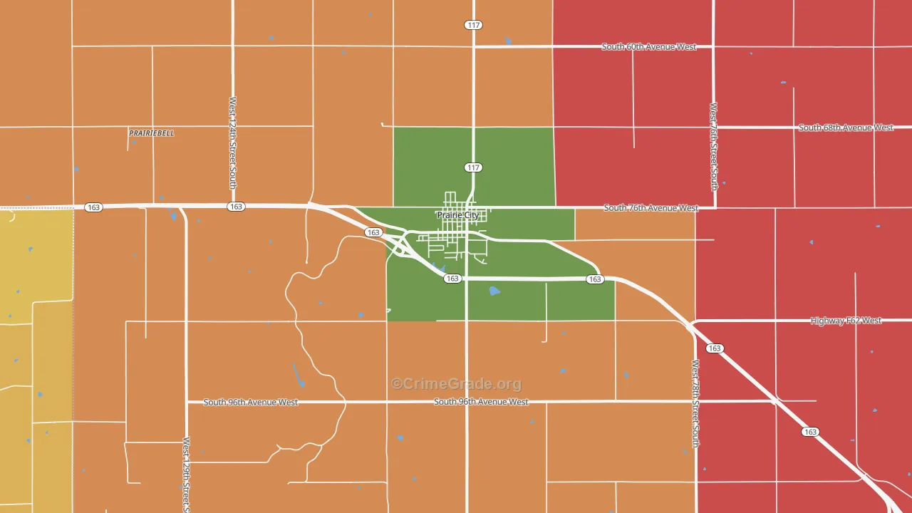 Prairie City, IA Map of Arson Rates