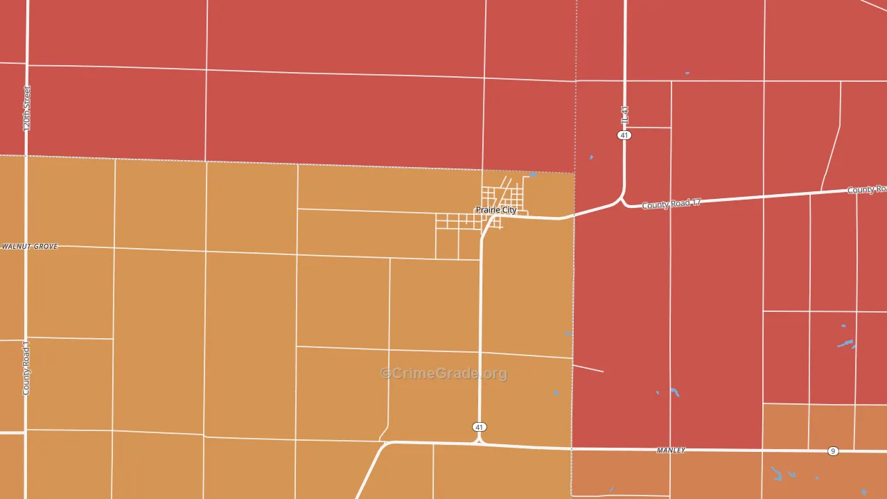 Prairie City, IL Map of Arson Rates
