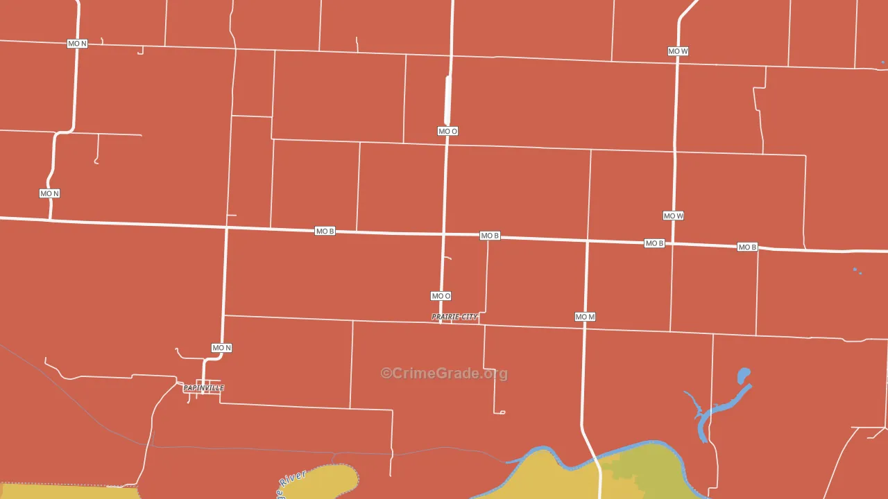 Prairie City, MO Map of Arson Rates