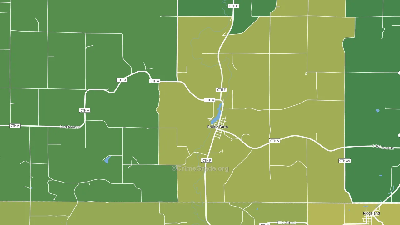 Prairie Farm, WI Map of Arson Rates