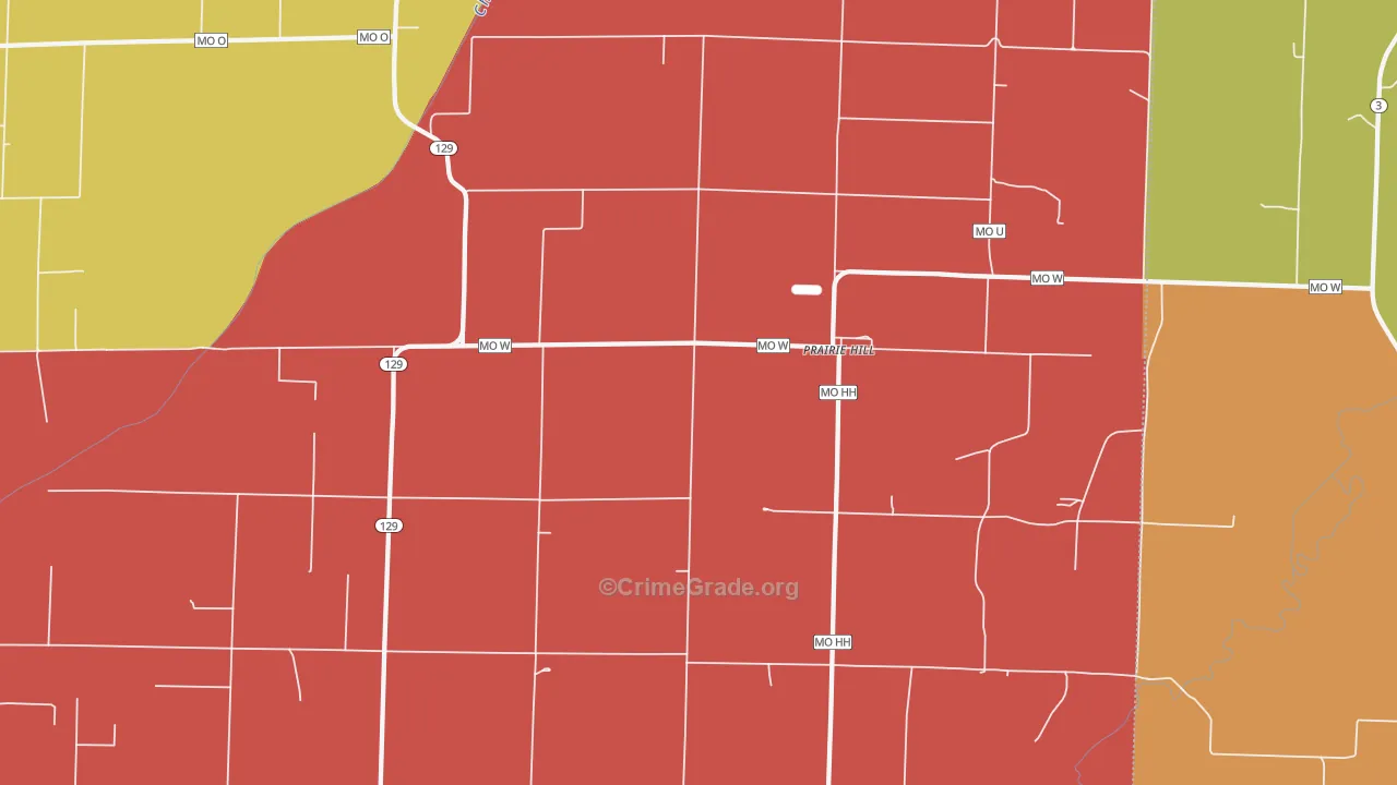 Prairie Hill, MO Map of Arson Rates
